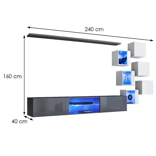 Obývacia Stena Switch Xxi  Grafit/Biely
