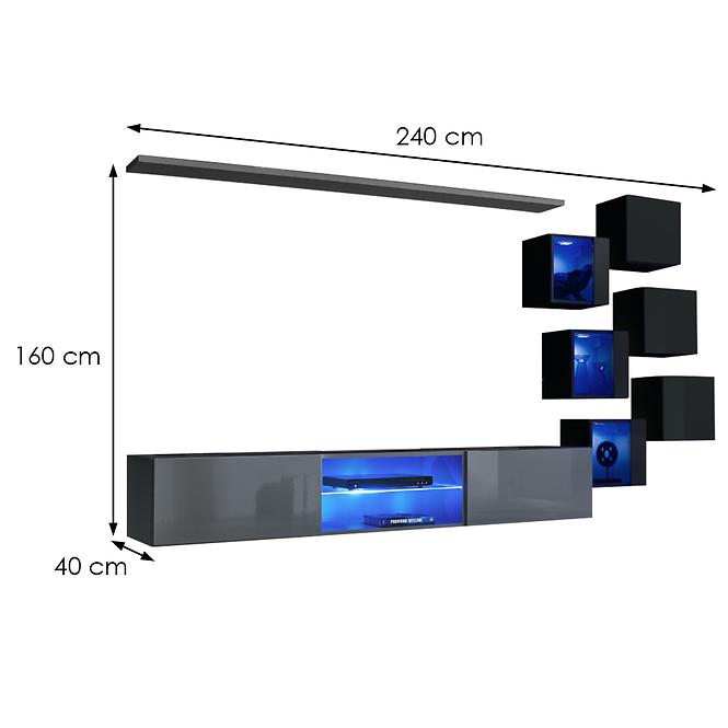 Obývacia Stena Switch Xxi Grafit/Čierna