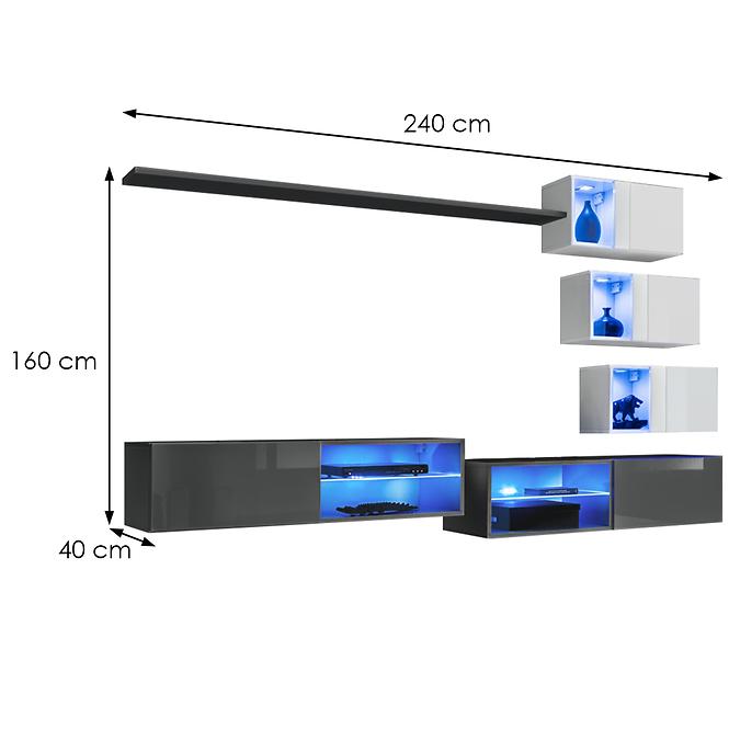 Obývacia stena Switch Xxiv grafit/biela