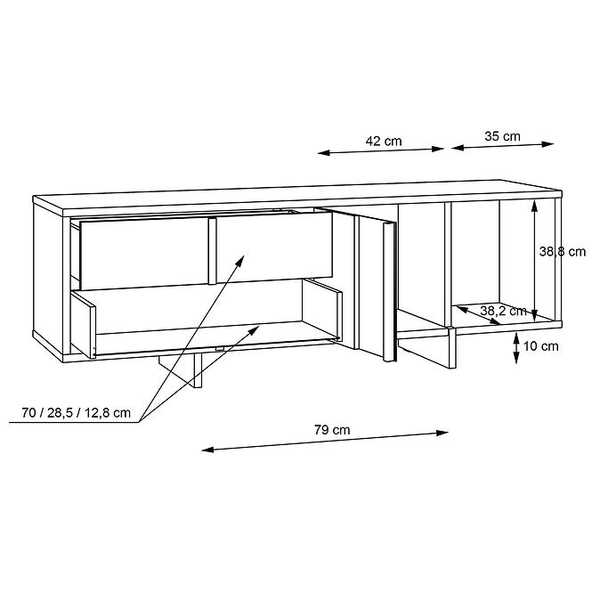 TV stolík Gudrid dub flagstaff/čierna