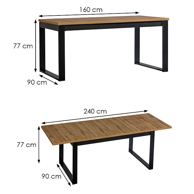 Rozkladací stôl Lamelo La14 160/240x90cm Dub Wotan/Black Matt