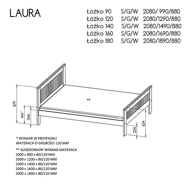 Posteľ Laura 90 Antracyt