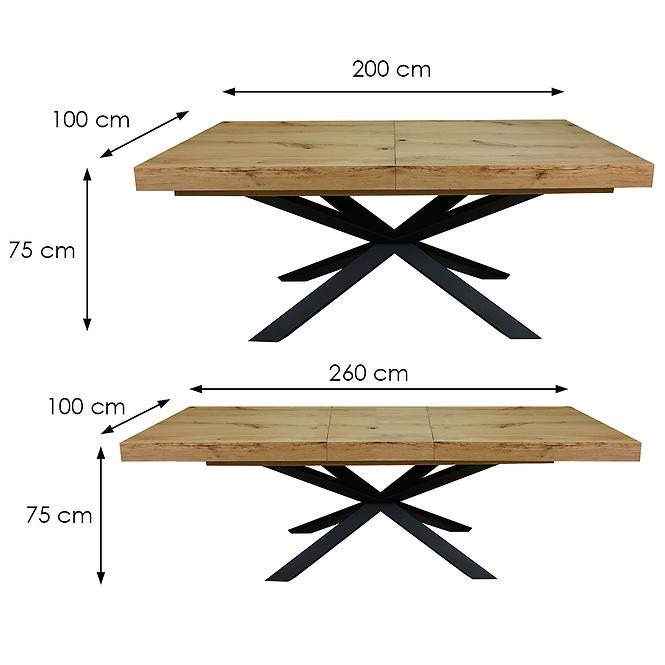 Rozkladací stôl St-07 200/260x100cm dub uzlovitý