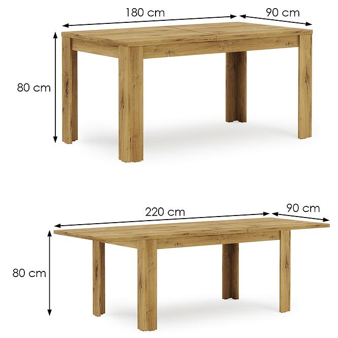 Rozkladací stôl Miro 180/220x90cm dub/grafit