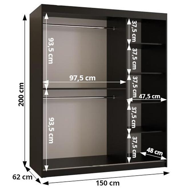 Skriňa Resin II 150 biela/zrkadlo