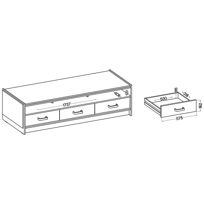 TV stolík 3S Karia dub artisan/duib artisan+čierna