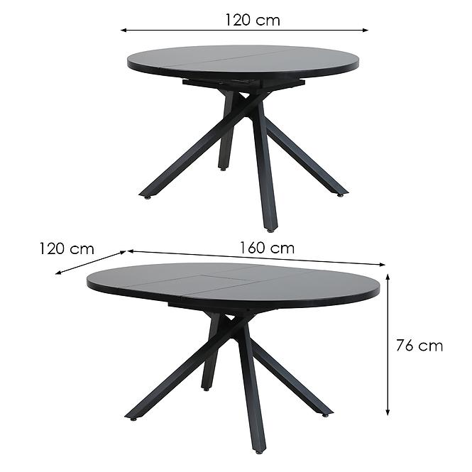 Rozkladací stôl Draco B10038-120/160x120cm čierna mat