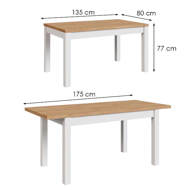 Rozkladací stôl Mini 135/175x80cm biela/craft