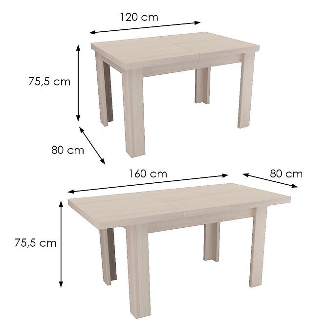 Rozkladací stôl  malý 120/160x80cm dub santana