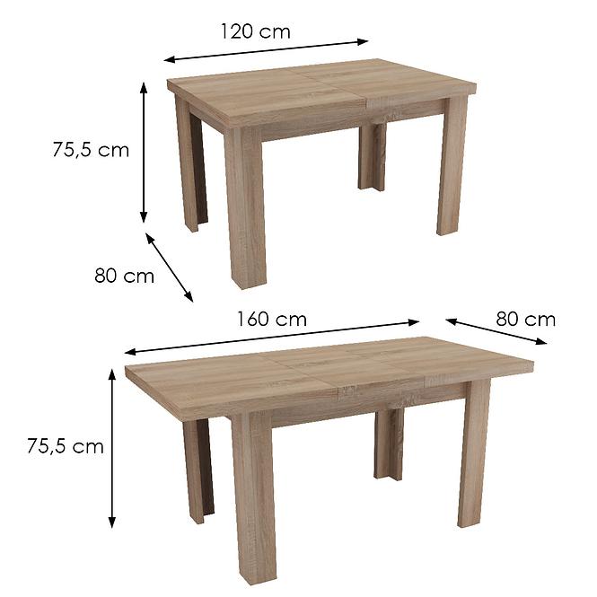 Rozkladací stôl  malý 120/160x80cm hľuzový dub