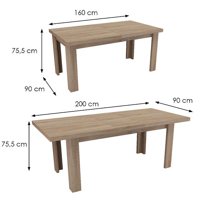 Rozkladací stôl  veľký 160/200x90cm hľuzový dub