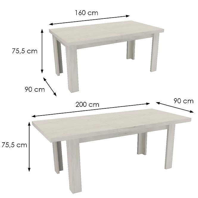 Rozkladací stôl  veľký Kora 160/200x90cm kraft biely