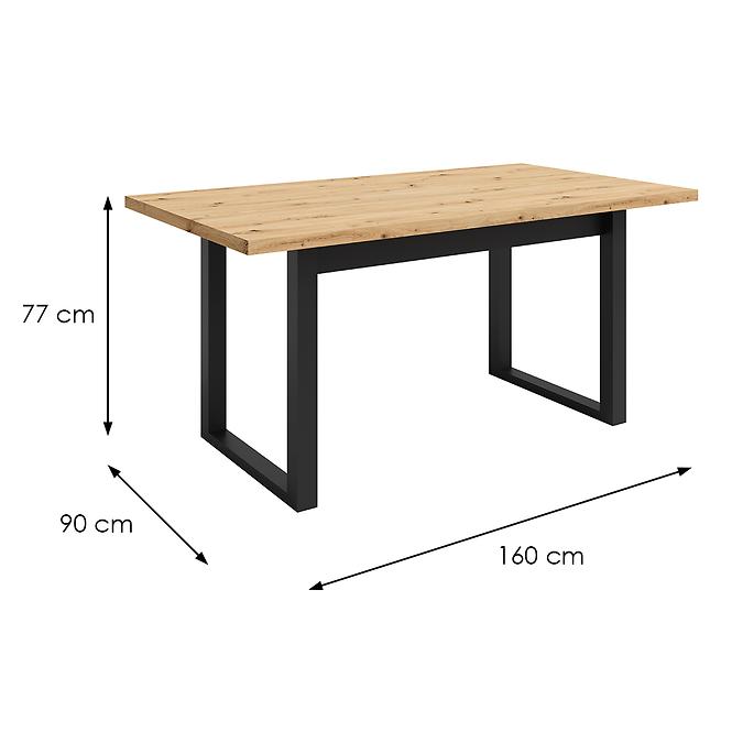 Stôl Max Dub Artisan / Čierna Mat 160x90