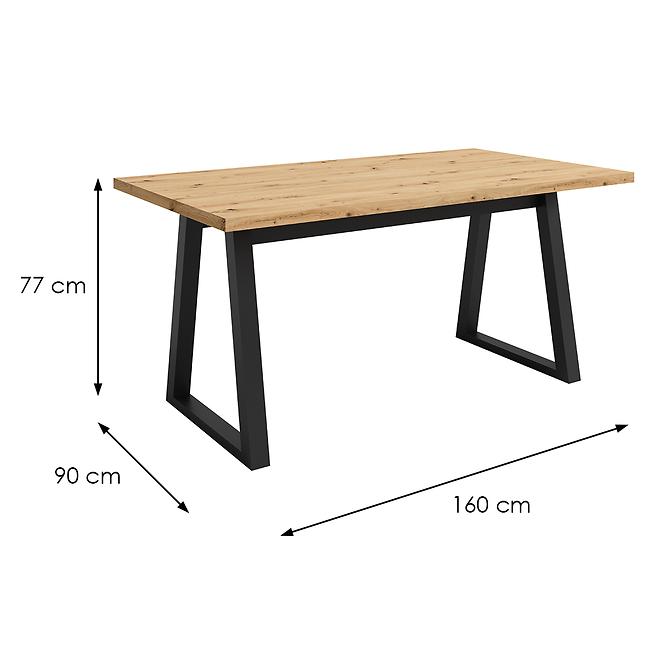 Stôl Iga Dub Artisan / Čierna Mat 160x90
