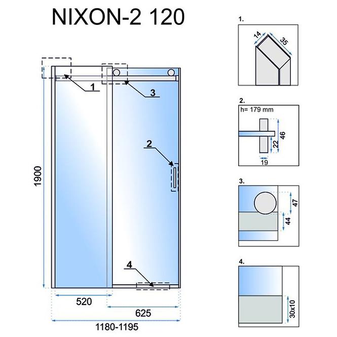 Sprchové dvere chróm Nixon-2 120x190 prave chróm Rea K5003