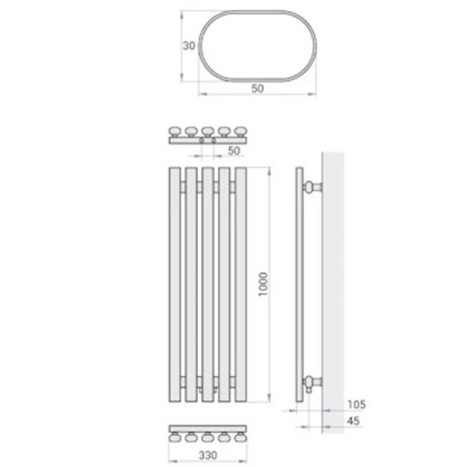 Kupelnovy radiátor Lazur LA100/33 D5 1000x330 mm biela