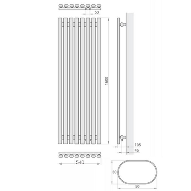 Kupelnovy radiátor Lazur LA160/54 D5 1600x540 mm biela