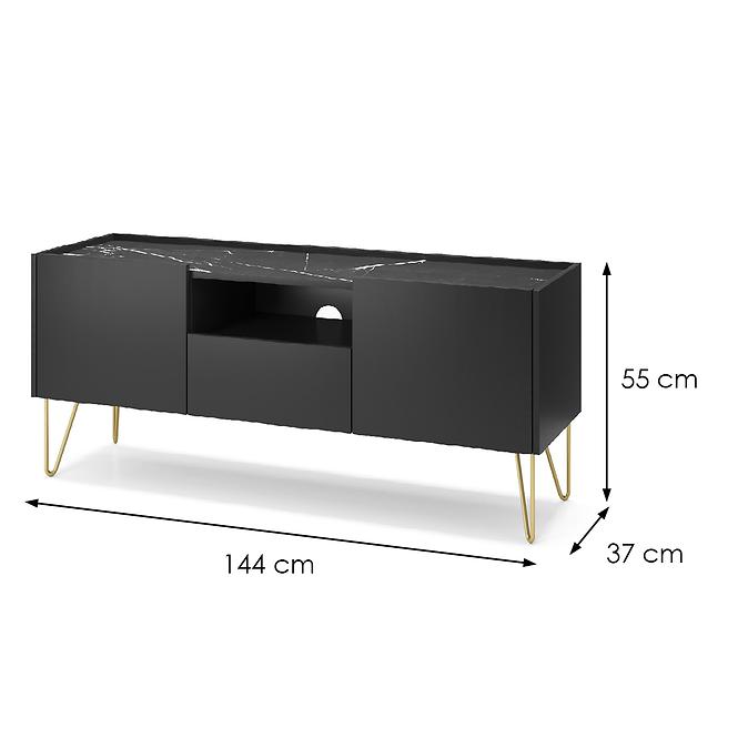 TV stolík Harmony 144 čierna grafit/mramor black