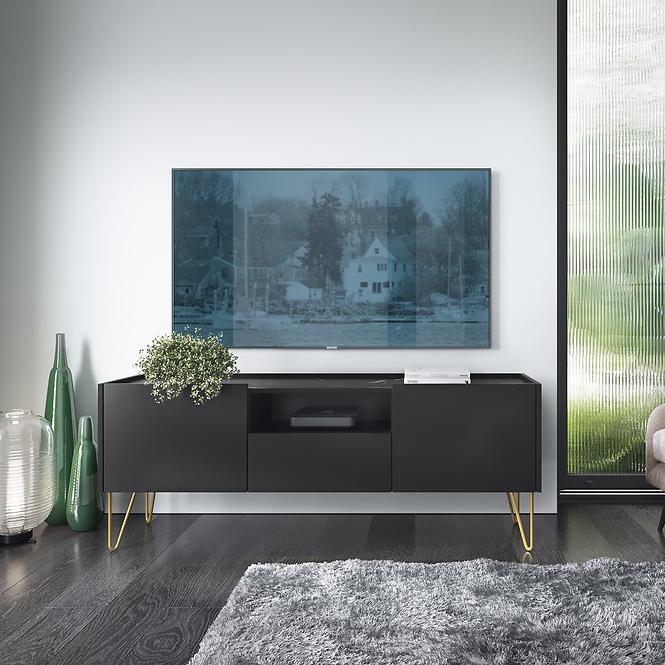 TV stolík Harmony 144 čierna grafit/mramor black