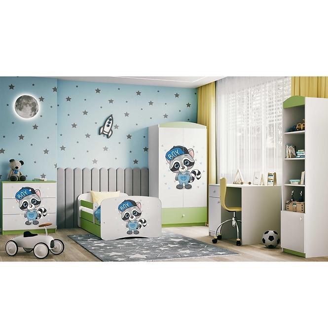 Detská Posteľ. Babydreams+Sz+M Zelená 70x140 medvedík čistotný