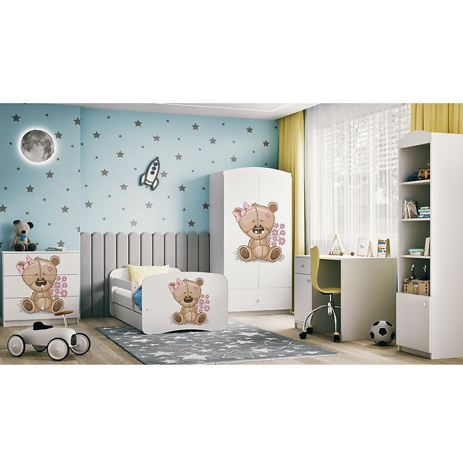 Detská Posteľ. Babydreams+Sz+M Biely 70x140 Medveď Kvet