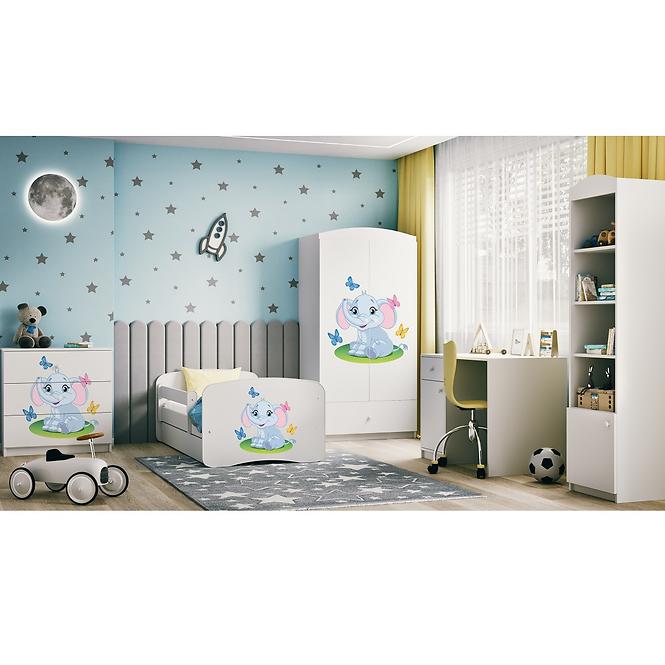 Detská Posteľ. Babydreams+Sz+M Biely 70x140 Slon