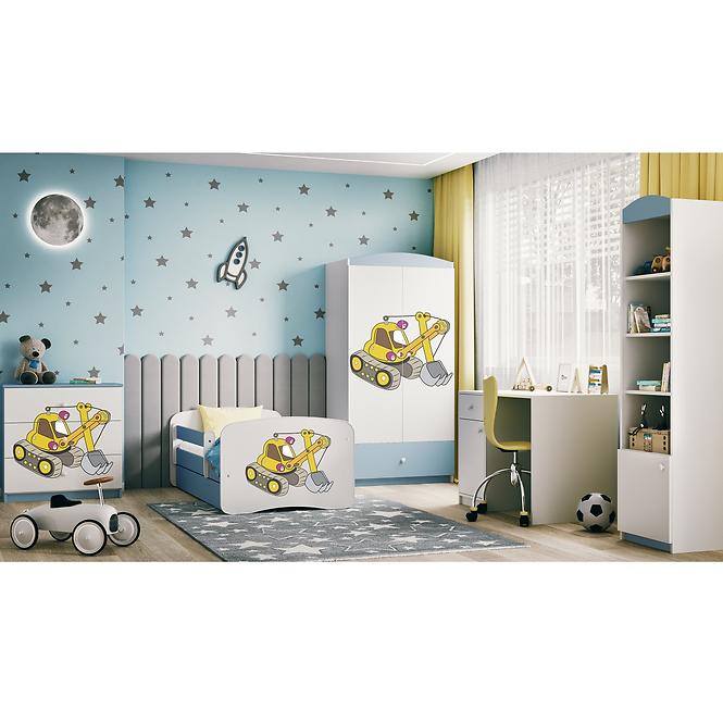 Detská Posteľ. Babydreams+Sz+M Modrá 70x140 Rýpadlo