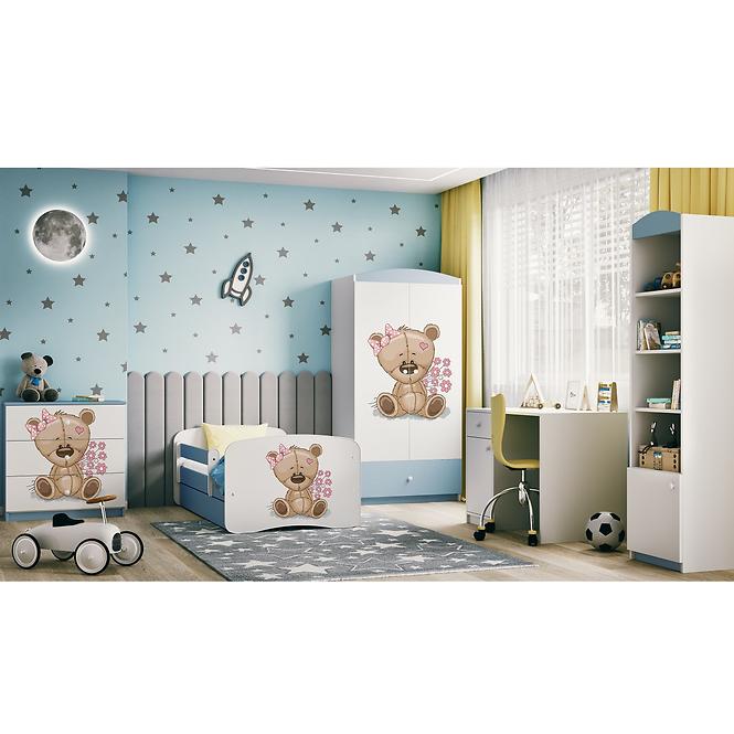 Detská Posteľ. Babydreams+Sz+M Modrá 70x140 Medveď Kvet
