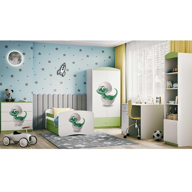 Detská Posteľ. Babydreams+Sz+M Zelená 70x140 Dino