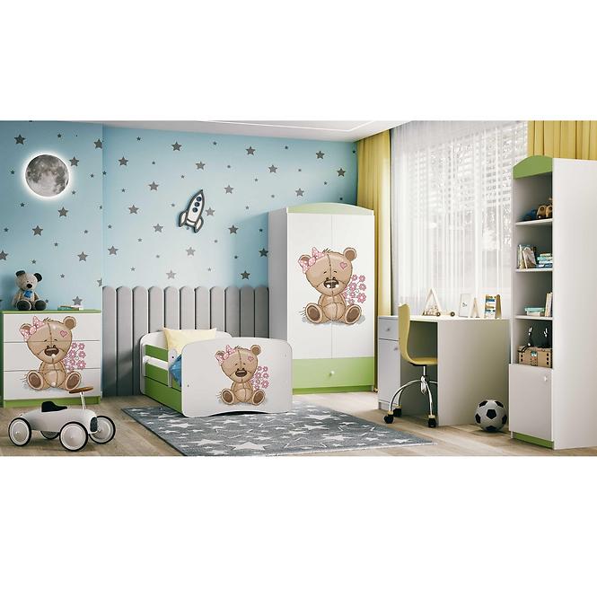Detská Posteľ. Babydreams+Sz+M Zelená 70x140 Medveď Kve