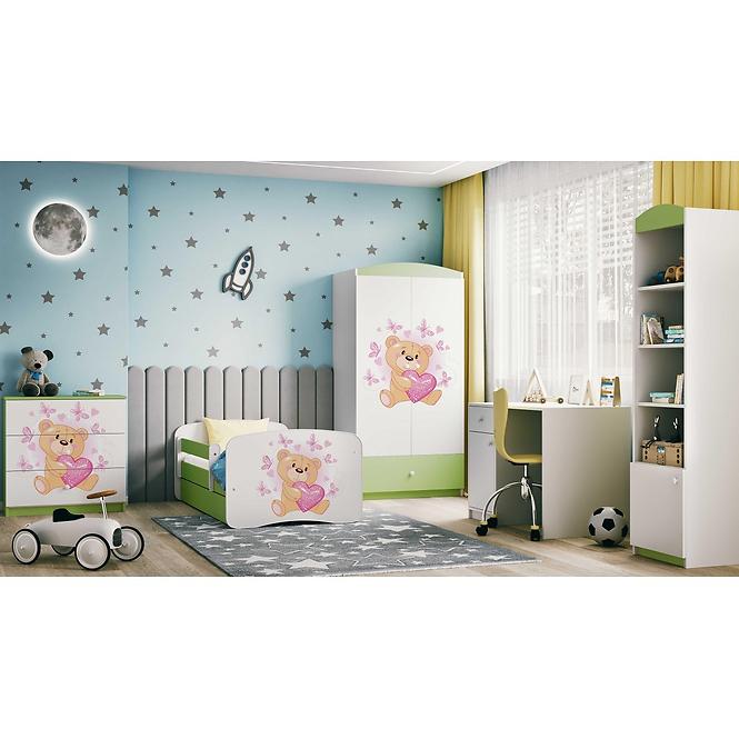 Detská Posteľ. Babydreams+Sz+M Zelená 70x140 Medveď Bot