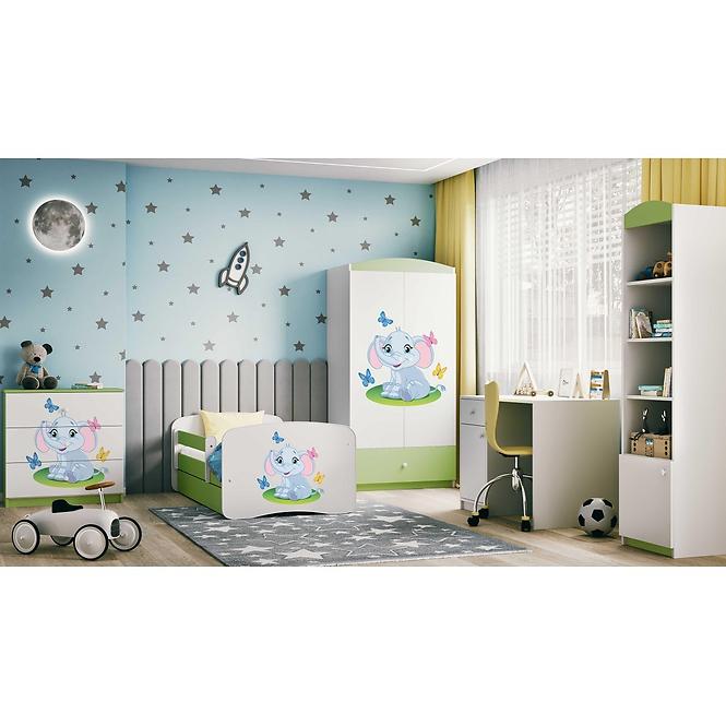 Detská Posteľ. Babydreams+Sz+M Zelená 70x140 Slon