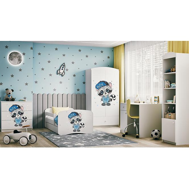 Detská Posteľ. Babydreams+Sz+M Biely 80x160 medvedík čistotný