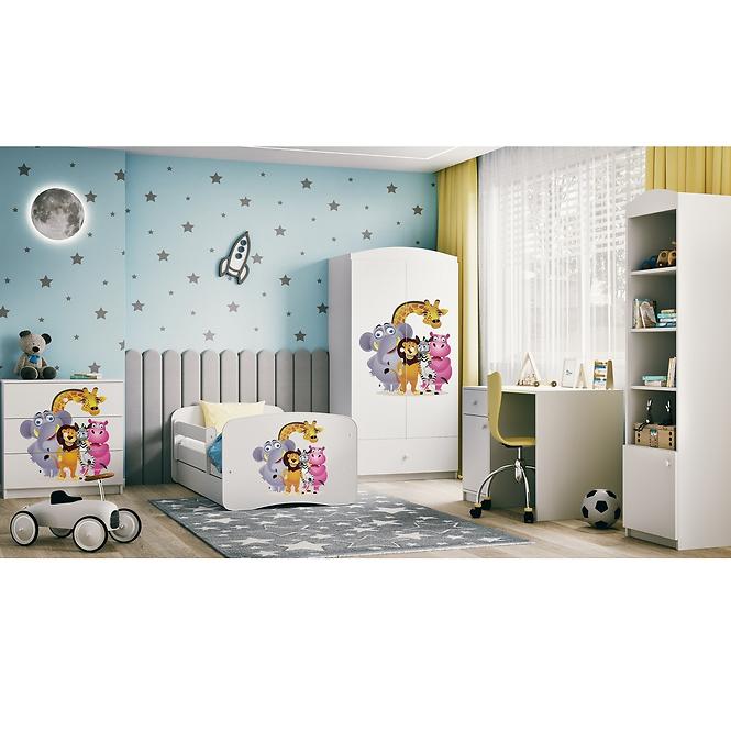Detská Posteľ. Babydreams+Sz+M Biely 80x160 Zoo