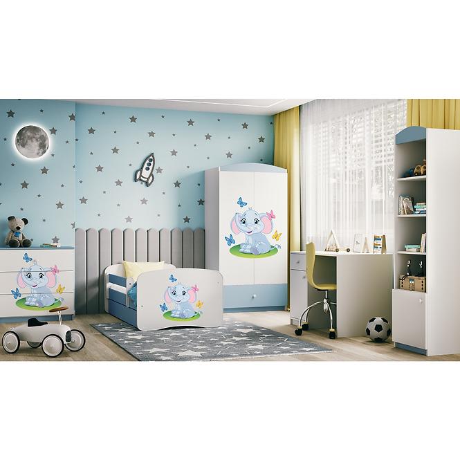 Detská Posteľ. Babydreams+Sz+M Modrá 80x160 Slon