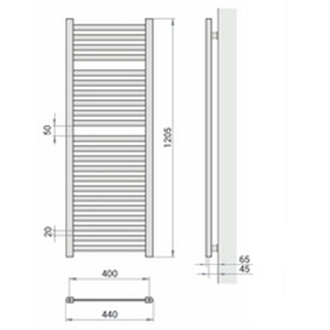 Kúpeľňový radiátor Łezka ŁP 22/40 1205x440 mm biely