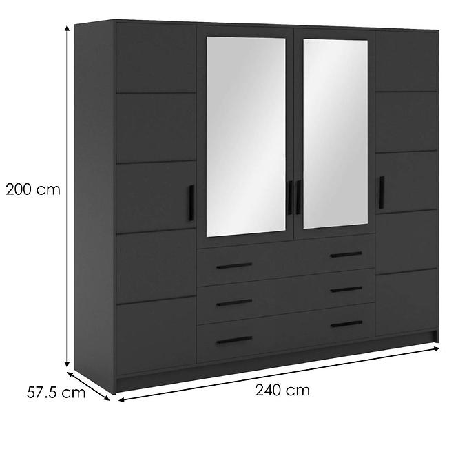 Skriňa Bali 240 grafit / zrkadlo