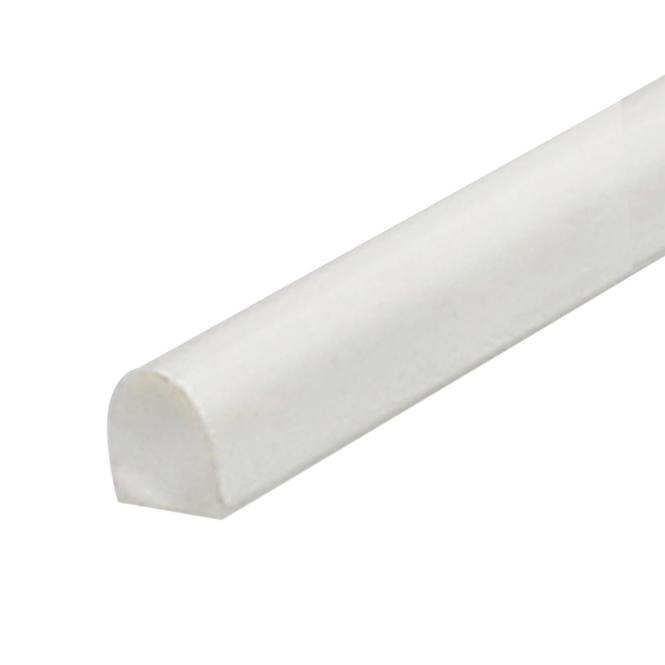 Štvrťkruhový profil samolepiace PVC biely satina 14x14x1000