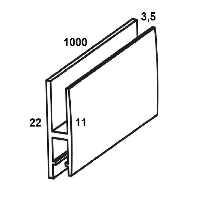 Profil H PVC biely lesk 3.5x11x22x1000