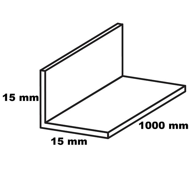 Profil uholníkový PVC biely lesk 15x15x1000