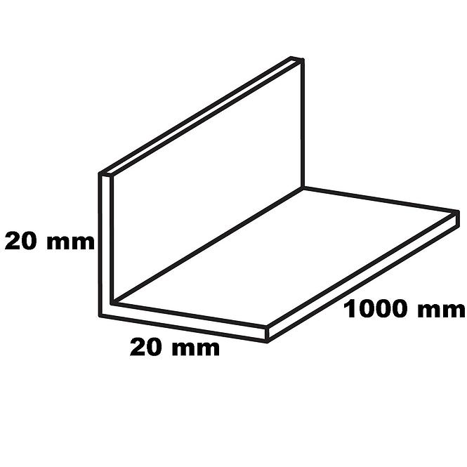 Profil uholníkový PVC biely lesk 20x20x1000