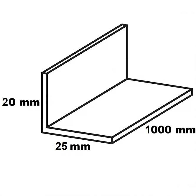 Profil uholníkový PVC biely lesk 20x25x1000