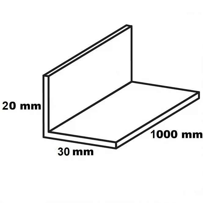 Profil uholníkový PVC biely lesk 20x30x1000