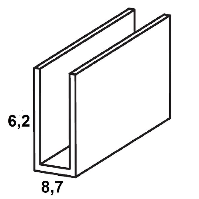 Profil U PVC biely lesk 6.2x8.7x1000