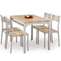Sada stôl Malcolm + 4 stoličky mdf/oceľ – sonoma