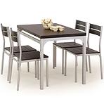 Sada stôl Malcolm + 4 stoličky mdf/oceľ – wenge
