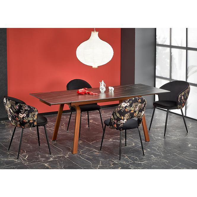 Stôl Lozano 82x140 spiek/oceľ – čierna mramor/orech