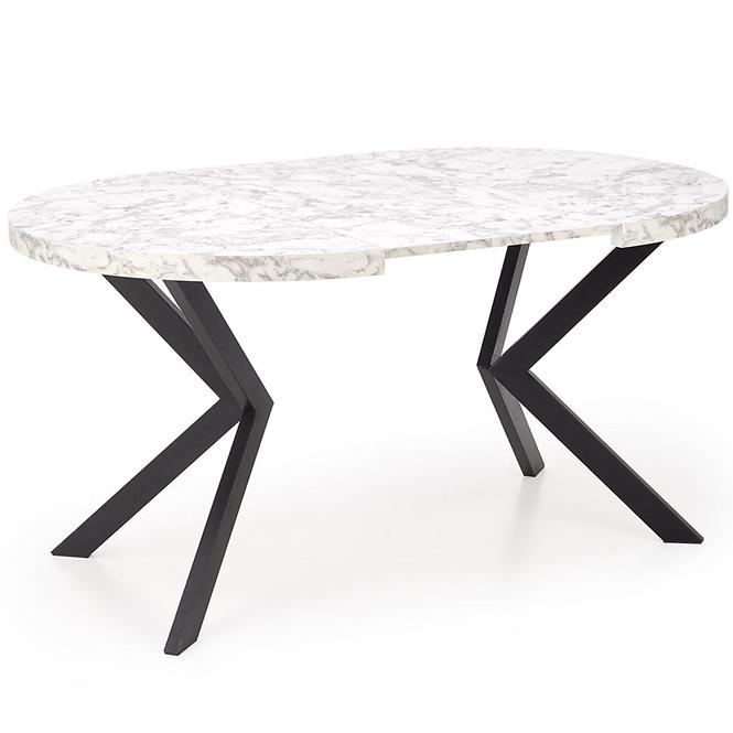 Stôl Peroni 100x250 doska/oceľ – biela mramor/čierna