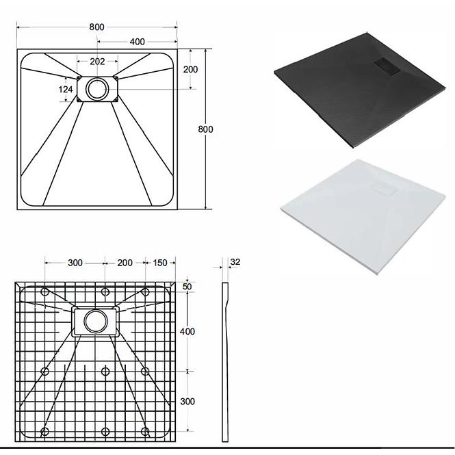 Vanička štvorcová Vexo 80x80 biela