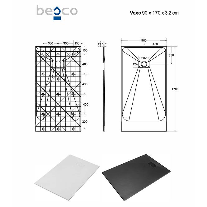 Vanička obdĺžniková Vexo 170x90 čierna